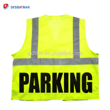 Top Sale Lime Chalecos de seguridad de alta visibilidad Impreso PARKING, Costom Reflective Security Chaleco de seguridad clase 2